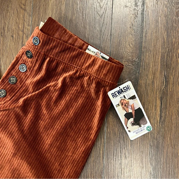 🆕 Rewash Rust ribbed velvet crops SZ XL - Picture 2 of 7